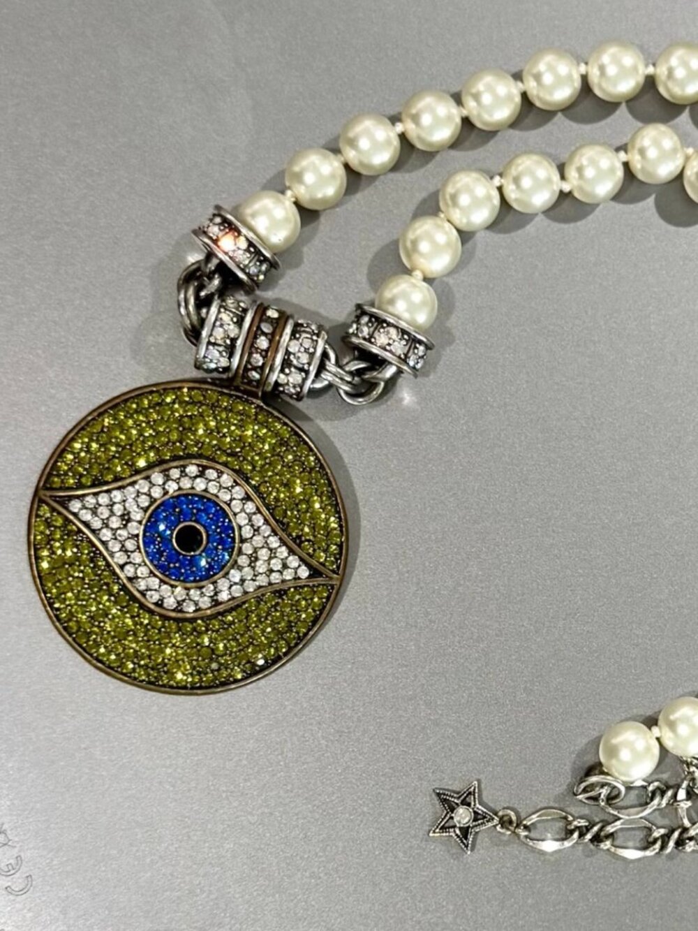 Kirks Folly Magnetic PEARL Necklace with Evil Eye Enhancer - Breathtaking!!!~